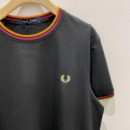 Camiseta Fred Perry Negra ribete colores