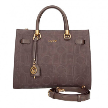 BOLSO  Satchel  logo en relieve
