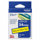 Cinta Brother 24 mm x 8 m Negro sobre Amarillo (TZe-651)