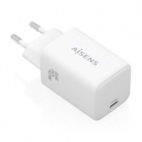 Cargador AISENS GaN 70W 1xUSB-C PD3.2 QC4.0 Blanco (ASCH-70W1P088-W)