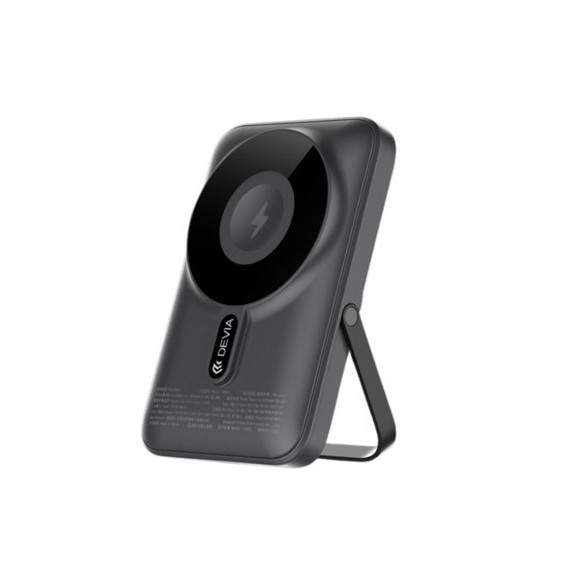DEVIA Bateria Externa Portatil 10000MAH Magnetica 22.5W con Soporte Gris J08