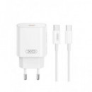 XO Cargador Red Tipo C 25W + Cable Tipo C M/m 1MTR Blanco XO-CE25