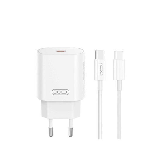 XO Cargador Red Tipo C 25W + Cable Tipo C M/m 1MTR Blanco XO-CE25