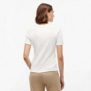 Camiseta de cuello redondo con logo bordado
