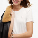 Camiseta de cuello redondo con logo bordado