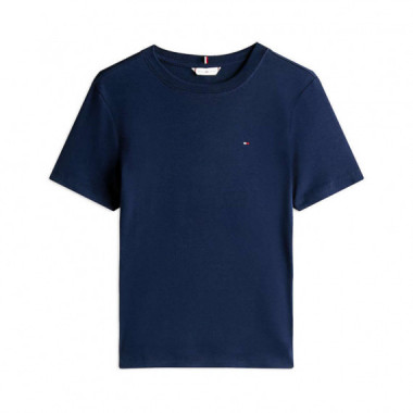 Camiseta de cuello redondo con logo bordado