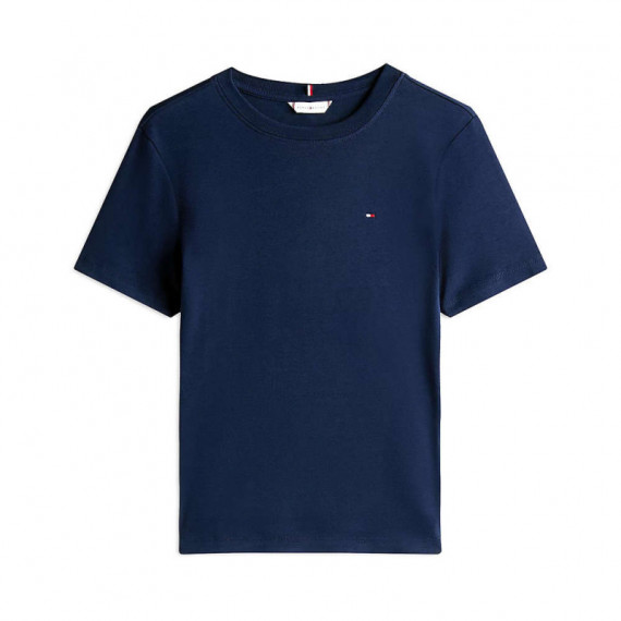 Camiseta de cuello redondo con logo bordado