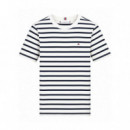 Camiseta de cuello redondo con logo bordado