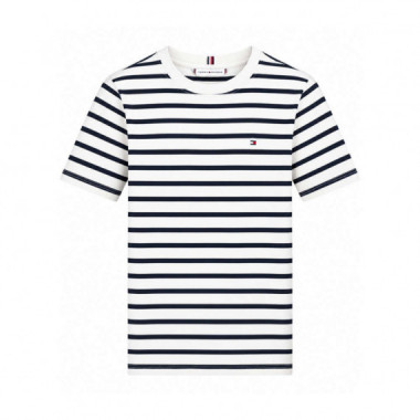 Camiseta de cuello redondo con logo bordado