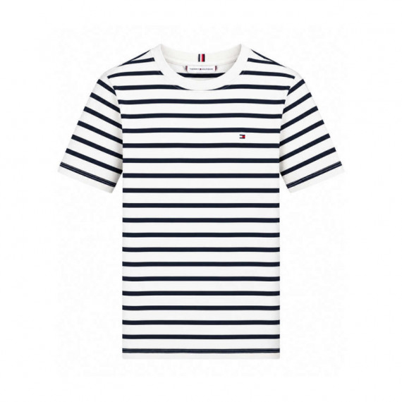 Camiseta de cuello redondo con logo bordado
