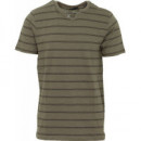 JACK & JONES Camiseta Jprben Stripe Blu. Split Neck