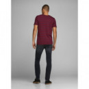 JACK & JONES Camiseta Jprben Stripe Blu. Split Neck