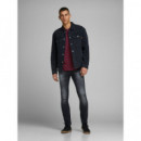 JACK & JONES Camiseta Jprben Stripe Blu. Split Neck