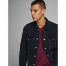 JACK & JONES Camiseta Jprben Stripe Blu. Split Neck