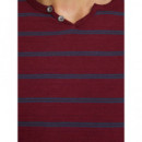 JACK & JONES Camiseta Jprben Stripe Blu. Split Neck