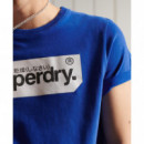 SUPERDRY Camiseta de Manga Corta con Etiqueta y Logo Core