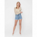 ONLY Pantalón Corto Cuba Life Paperbag Denim Noos