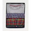 TOMMY HILFIGER Pijama de Franela de Algodón Pantalón y Camiseta de Manga Larga