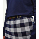 TOMMY HILFIGER Pijama de Franela de Algodón Pantalón y Camiseta de Manga Larga