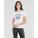 GUESS Camiseta de Manga Corta y Logo Icon