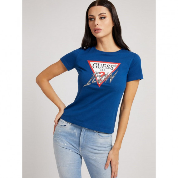 GUESS Camiseta de Manga Corta y Logo Icon