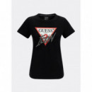 GUESS Camiseta de Manga Corta y Logo Icon