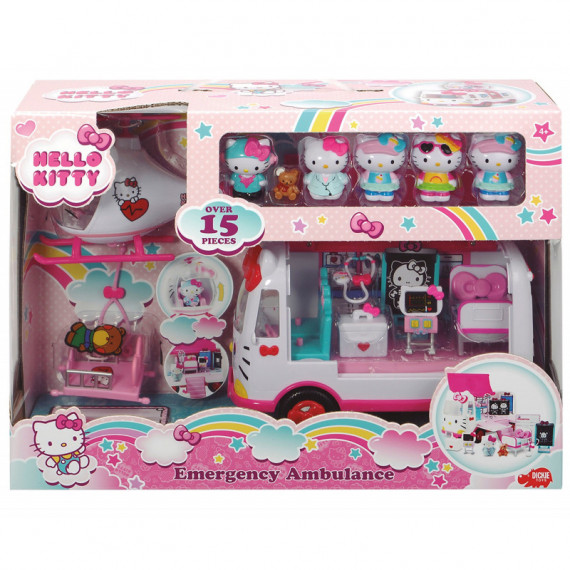 Hello Kitty- Playset Helicoptero con Ambulancia y Figuras  SIMBA TOYS