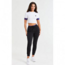 SIKSILK Camiseta Cropped de Manga Corta Iridescent