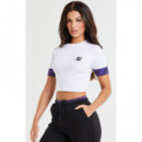 SIKSILK Camiseta Cropped de Manga Corta Iridescent