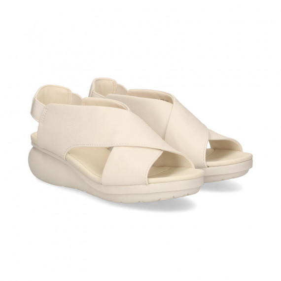 Sandalia Cruzada Piel Blanco  CAMPER