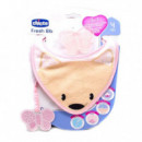 CHICCO Mordedor Fresh y Babero Rosa