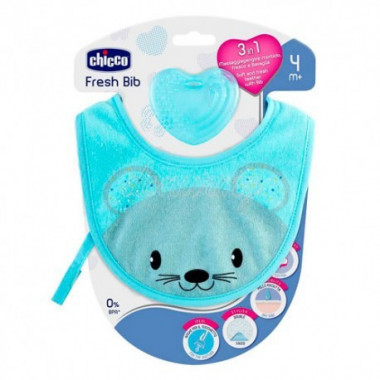 CHICCO Fresh Teether and Bib Blue