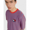 Camiseta TOMMY JEANS Stripe Rojo Azul