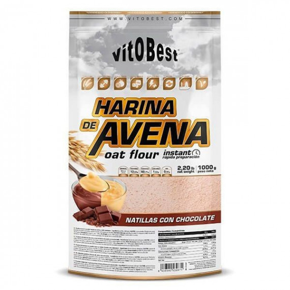 VITOBEST Harina de Avena 1 Kg Natillas Chocolate