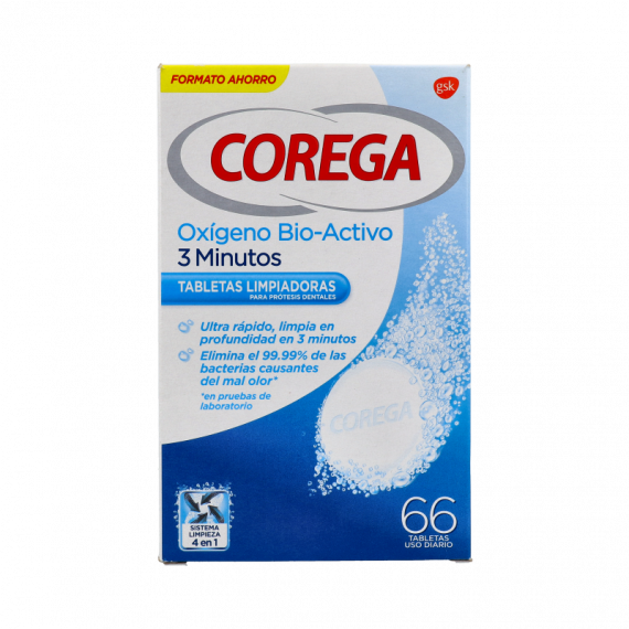 COREGA 3 Minutos Limpieza Protesis Dental 60 Tab