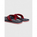 Chanclas con Tiras a Rayas de TOMMY HILFIGER