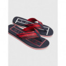 Chanclas con Tiras a Rayas de TOMMY HILFIGER