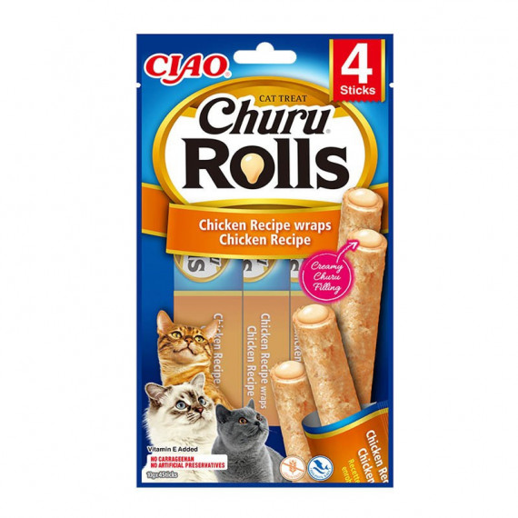 CHURU Gato Snack Rolls Pollo 4X10 Gr