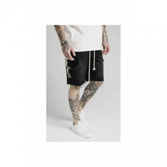 Bermuda Siksilk negra con flores PB