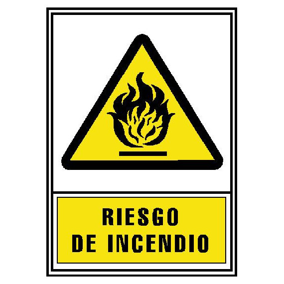 CARTEL PVC AMARILLO RIESGO INCENDIO