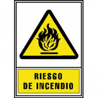 CARTEL PVC AMARILLO RIESGO INCENDIO