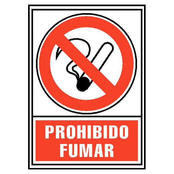 CARTEL PVC ROJO PROHIBIDO FUMAR