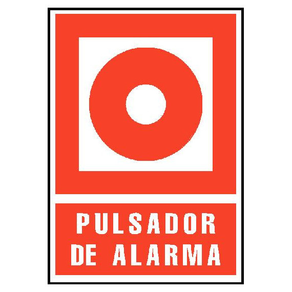 CARTEL PVC ROJO PULSADOR DE ALARMA