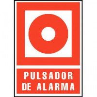 CARTEL PVC ROJO PULSADOR DE ALARMA
