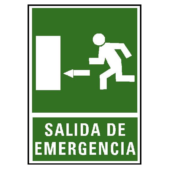 CARTEL PVC VERDE SALIDA EMERGENCIA FLECHA IZQ.