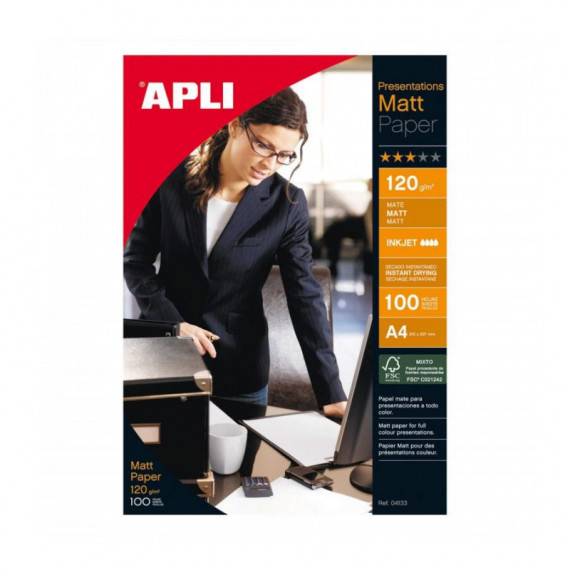 PAPEL APLI DIN A4 DE 120 grs.MATT PAPER 100 hojas