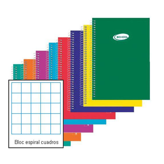 BLOC ESPIRAL FOLIO CUADROS TAPA DURA 80 hojas