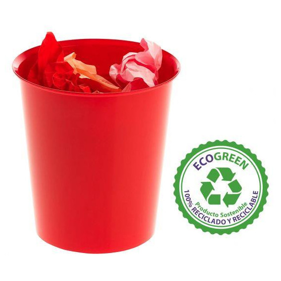 PAPELERA PLASTICO ROJO