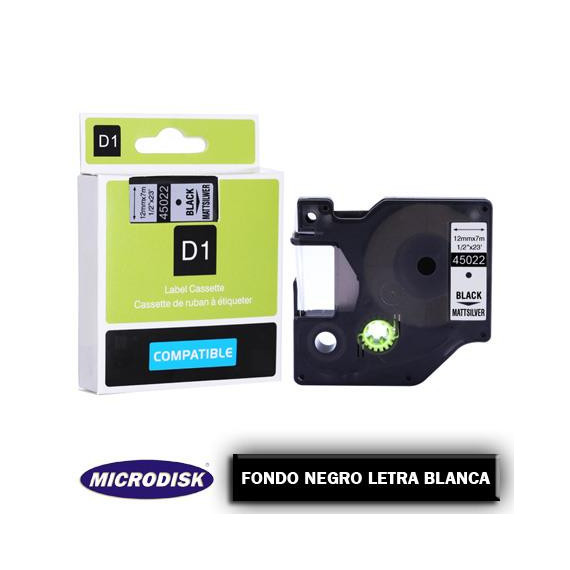 CINTA DYMO 1000 12x7m. Fondo negro letra blanca