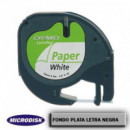 CINTA DYMO LETRATAG 12x4m Fondo plata letra negra